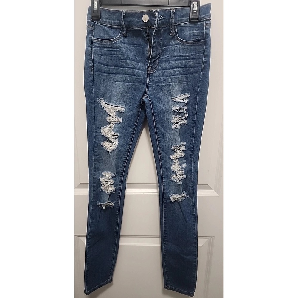 PacSun Womens Distressed Super Stretch Jeggings Skinny Jeans 25  Mid Rise Jrs